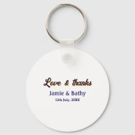 Llavero Amor y gracias naranja púrpura fecha de la pareja