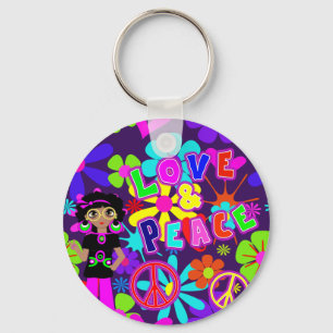 Llavero Amor Y Paz 60'S Hippie Flower Power Groovy