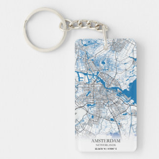 Llavero Ámsterdam Países Bajos Mapa de viajes simple