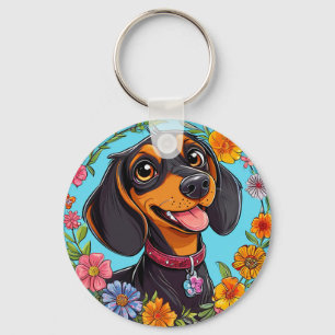 Llavero Amuleto de alegría diaria de Dachshund alegre jard