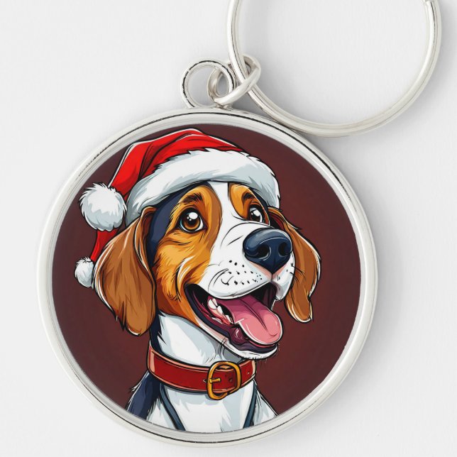 Llavero 🐶 Amuleto De Beagle De Navidad Para Amantes De Pe (Frente)