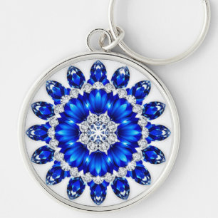 Llavero 🌿 Amuleto de Corona Floral Azul Regalo