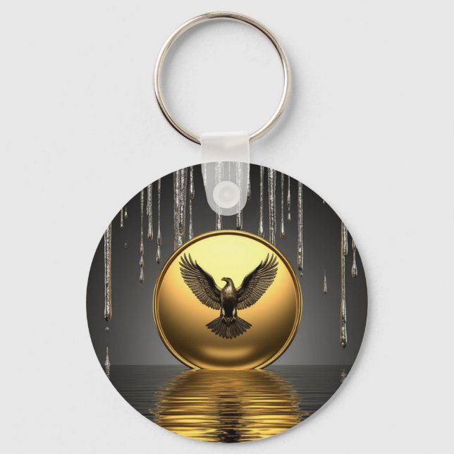 Llavero 🦅 Amuleto de Poder de Águila de Oro Fundido 🦅 (Anverso)