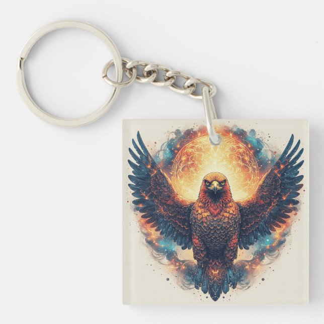 Llavero 🦅 Amuleto de Visión del Águila Prisma Cósmico 🦅 (Frente)