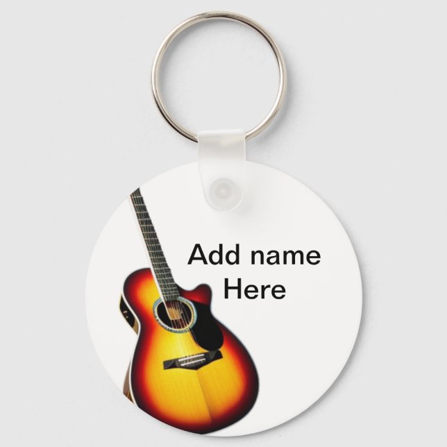 Llavero Añadir el nombre texto guitarra acústica marrón ed (Anverso)