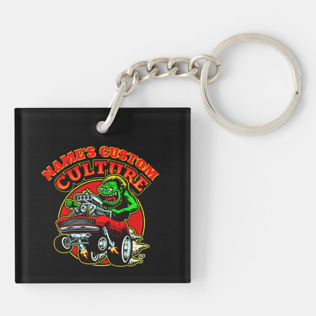 Llavero Añadir NOMBRE Personalizado Cultura Hot Rod Classi (Atrás)