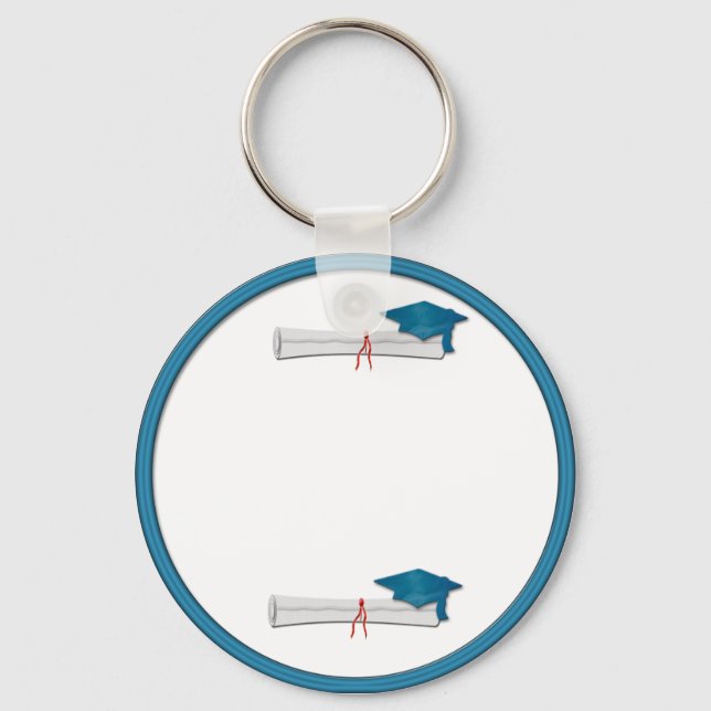 Llavero Añadir su propio texto Blue Graduation Keychain (Anverso)