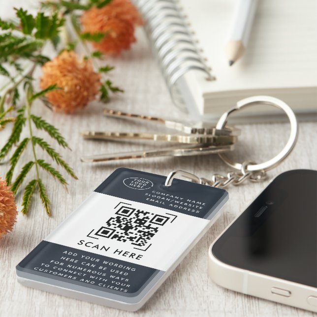 Llavero Análisis de código QR | Promoción de logotipos com (Frente Derecha)