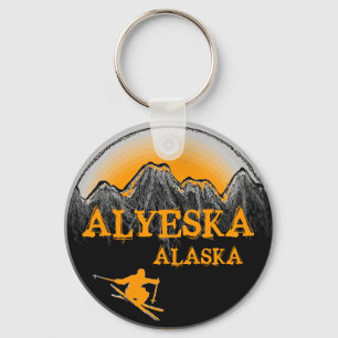 Llavero anaranjado del esquiador de Alyeska Alaska