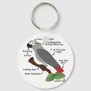 Llavero Anatomía de un loro gris africano