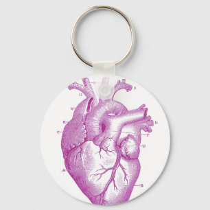 Llavero Anatomía púrpura del corazón del vintage