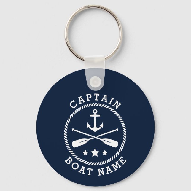 Llavero Anchor Oars Stars Captain Name Photo Back (Anverso)
