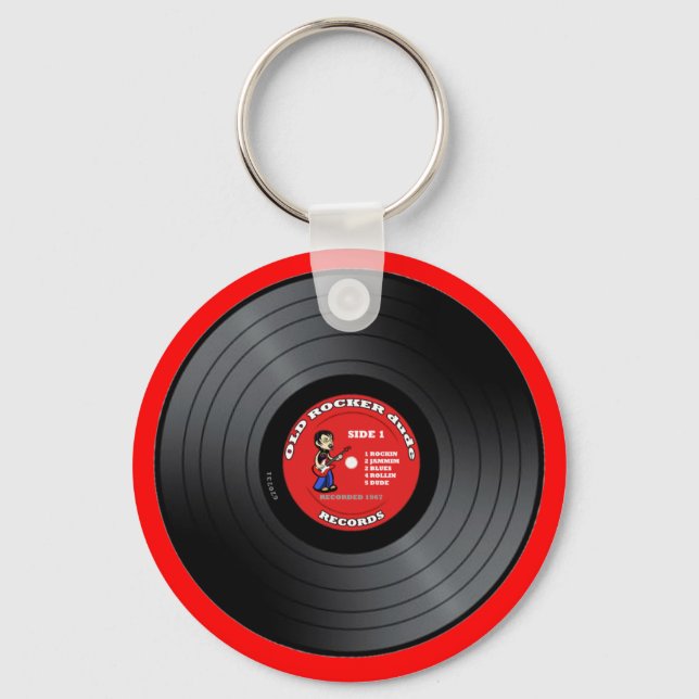 Llavero Anciano Rocker Dude Vinyl Record Keychain (Anverso)