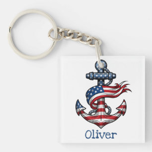 Llavero Ancla Bandera Americana