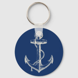 Llavero Ancla Nautical Keychain Gift Navy Blue White