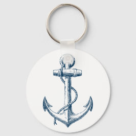 Llavero Ancla Nautical Keychain Key Gift Navy Blue White