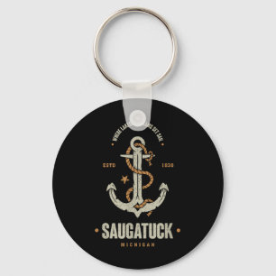 Llavero Ancla Vintage Retro Saugatuck Michigan Embarcacion