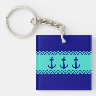 Llavero Anclaje de banda turquesa azul costero Nautical