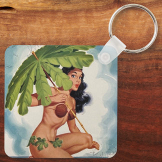 Llavero Anclaje de vintage hacia arriba arte chica ♡ Keych