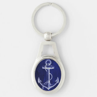 Llavero anclaje náutico de la moda costera azul marino de