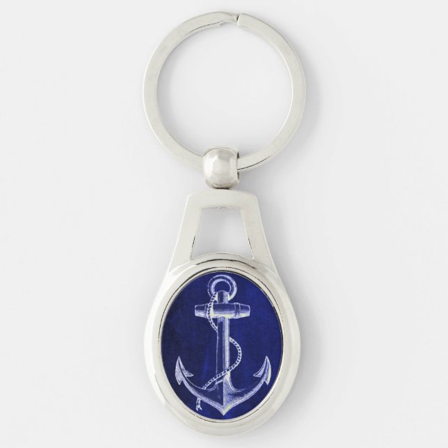Llavero anclaje náutico de la moda costera azul marino de  (Anverso)