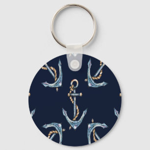 Llavero Anclas de Acuarela Azul Marino