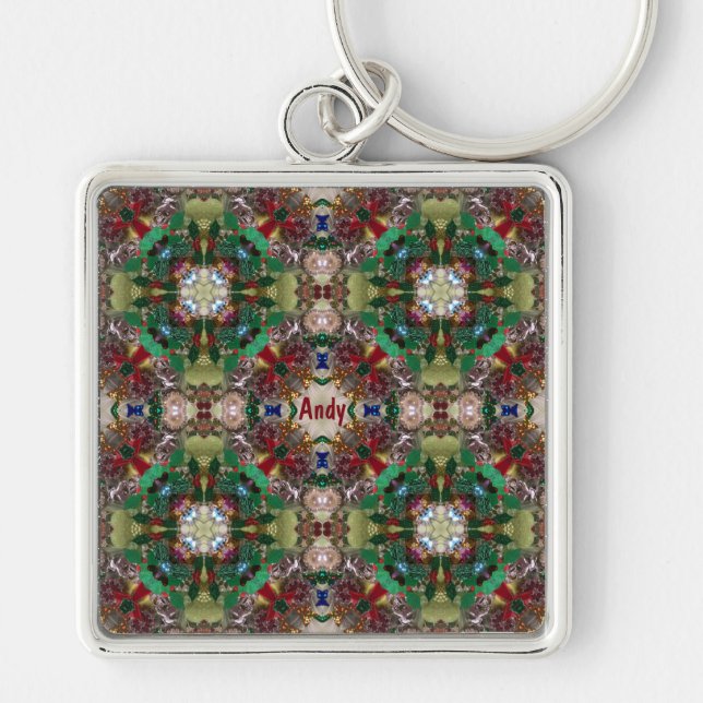 Llavero ANDY Personalizado ~ Navidades Rojo Verde ~ (Frente)