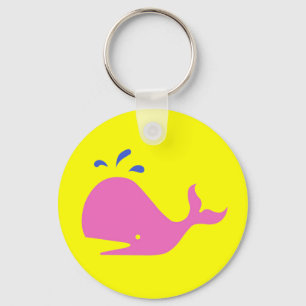 Llavero Andy Whale Singletons_pink, azul sobre amarillo