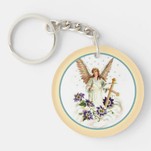 Llavero Ángel Con Keychain De Flores Cruzadas Y Clematis