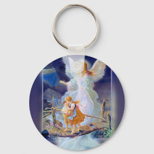 Llavero Ángel de la guarda, niños y puente