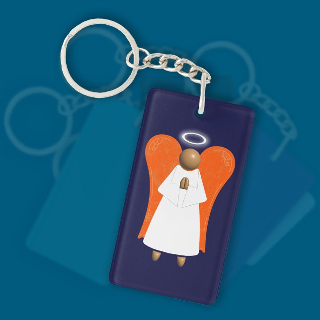 Llavero Ángel de la Guardia Marrón (doble cara) (Brown Guardian Angel Keyring)