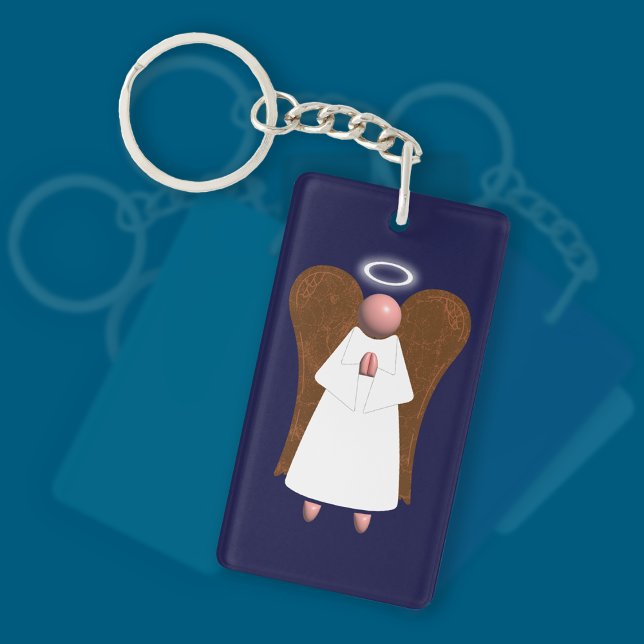 Llavero Ángel de la Guardia Rosa, (doble cara) (Pink Guardian Angel Keyring)