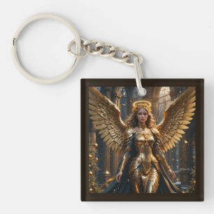 Llavero Ángel de Navidades dorados con alas Keychain acríl