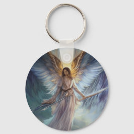 Llavero Ángel de Protección en Acuarela Azul Claro