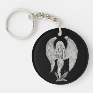 Llavero Ángel - Diseño en blanco y negro