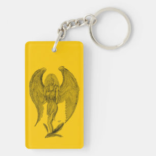 Llavero Ángel - Diseño negro y amarillo