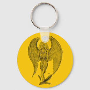 Llavero Ángel Diseño negro y amarillo