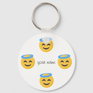 Llavero Angel Emoji Face y '' Tu nombre aquí "