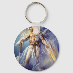Llavero Ángel En Azul Llevando Una Espada