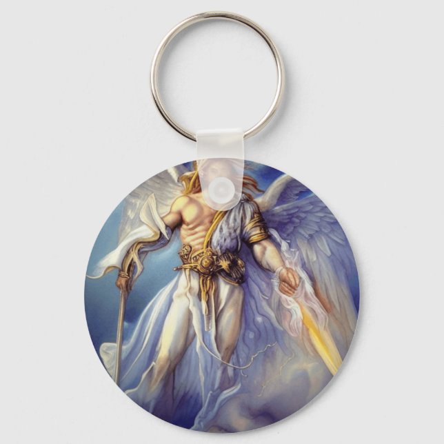 Llavero Ángel En Azul Llevando Una Espada (Anverso)