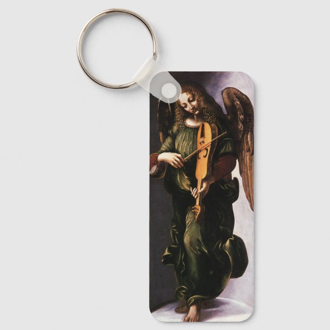 Llavero Ángel en verde con un Vielle de Leonardo da Vinci (Anverso)