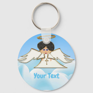 Llavero Angel in Sky Round Keychain