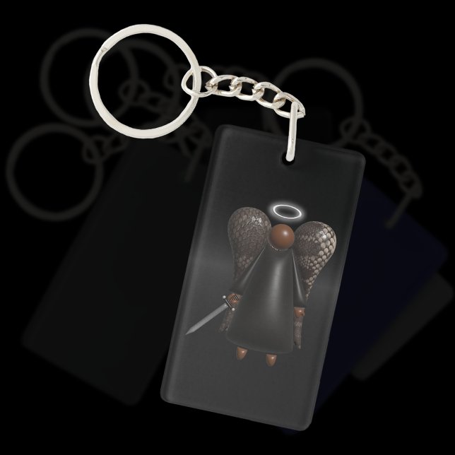 Llavero Ángel Negro, Ángel vengador (doble cara) (Black Avenging Angel keyring)