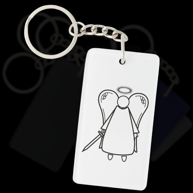 Llavero Ángel vengador blanco y negro (doble cara) (Avenging Angel White Keyring)