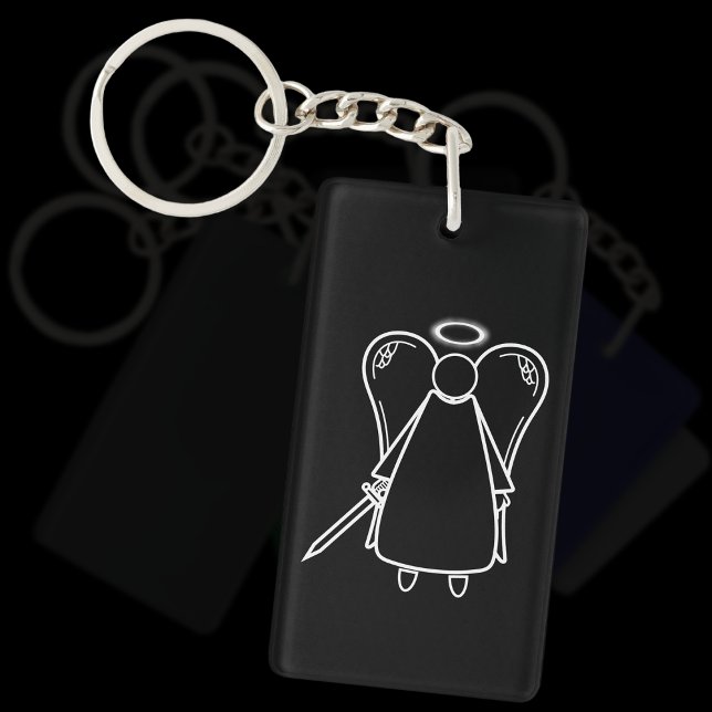 Llavero Ángel vengador blanco y negro (doble cara) (Avenging Angel Black Keyring)