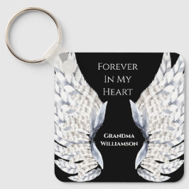 Llavero Angel Wings Black Tribut Memorial Photo