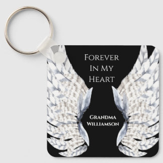 Llavero Angel Wings Black Tribut Memorial Photo