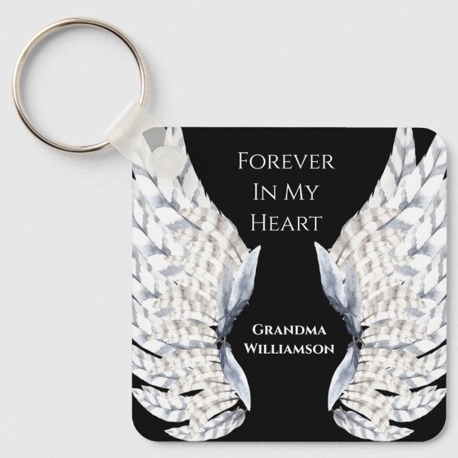Llavero Angel Wings Black Tribut Memorial Photo (Anverso)