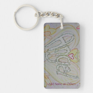 Llavero Angel Wings Word Heart Keychain - Texto Personaliz