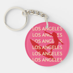 Llavero Angeles Travel Art, California, Travel Art, Pink